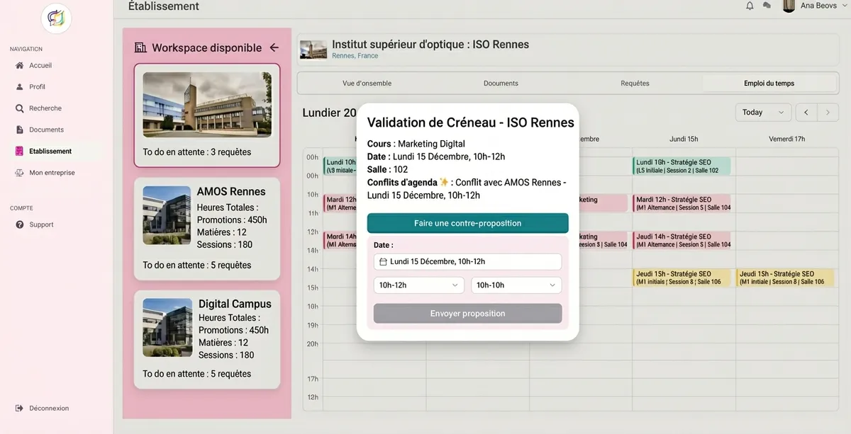 Espace intervenant Lecturer : missions, disponibilités et suivi des paiements